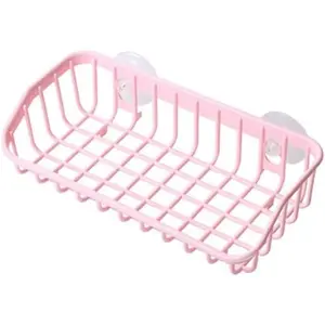 Pink Multifunctional Drain Rack, Hanging Storage Rack, Sink Shelf Suction Cup Dishwashing Soap Sponge Holde, Kitchen Accessories, Drain Basket
