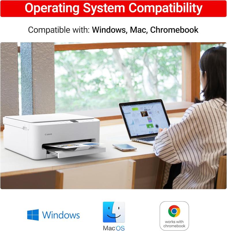 Canon PIXMA TS6520 Wireless Color Inkjet Printer Duplex Printing, White – Home Printer with Copier/Scanner, 1.42 OLED Display, Intuitive Control Panel, Compact Design