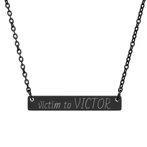 victim to VICTOR - Horizontal Bar Necklace (Engraving) - 316L Surgical Grade Stainless Steel