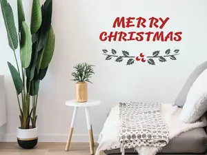 Merry Christmas with Holly Stencil - Art and Wall Stencil