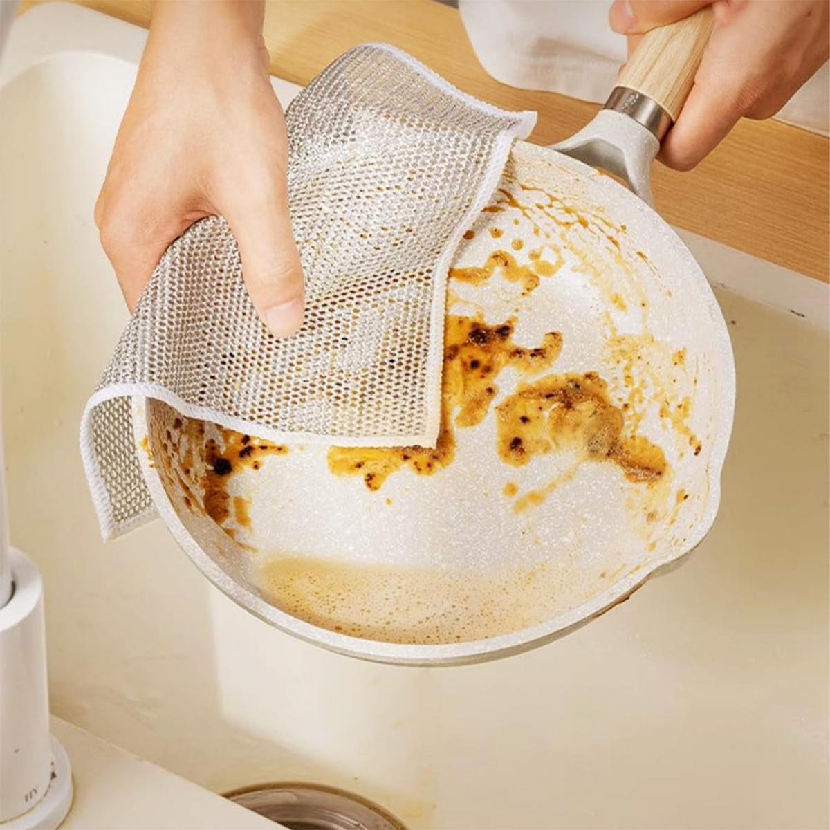 12PCS Steel Wire Dishcloth Set, Non-Scratch Dual-Layer Cleaning Rags, Heavy Duty Kitchen Scrubber for Cookware, Sinks, Dishes & Stove Tops, Multi-Purpose Durable Cleaning Pads for Kitchen & Bathroom