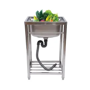 CNCEST 21.65" Commercial Sink 1 Compartment Utility Sink Catering Kitchen Sink Freestanding Single Bowl Stainless Steel Sink