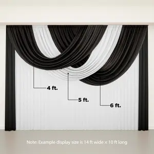 White Sheer Chiffon Valance Curtain 4ft x 5ft –  Wedding Arch Drape with Rod Pocket, Voile Backdrop Panel