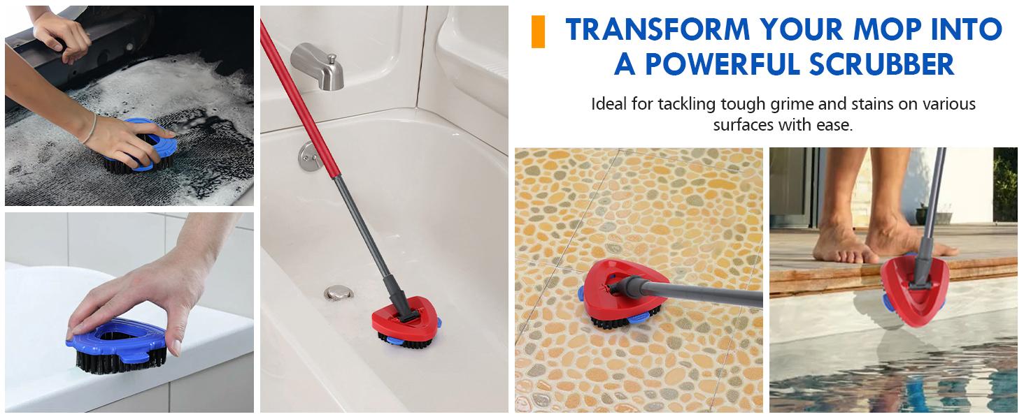 For O-Cedar Rinse Clean 2 Tank System Spin Mop Scrub Brush Head Replacement O cedar Scrub Brush Attachment 2 PC Scrubber Mop Head for Bathroom Kitchen