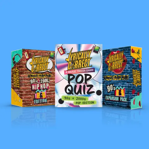 Lyrically Correct This Is All That Music Trivia Game Bundle, 3 Decks for 90s and 2000s Music Lovers