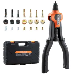 VEVOR Rivet Nut Tool Kit, Summervibes,Summervibes, 14-Inch Two-Handed Rivnut Tool Kit, with 7 Mandrels and 70 Nuts, Metric and SAE Size M6, M8, M10, 10-24, 1/4-20, 5/16-18, 3/8-16 UNC, with a Carrying Case, for Home, Auto