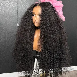 Bling Hair 36inch Deep Wave Lace Front Wigs Kinky Curly Human Hair 13x4 13x6 HD Lace Frontal Wig for Women Natural Black 180% Density with Baby Hair TikTokShopHolidayHaul