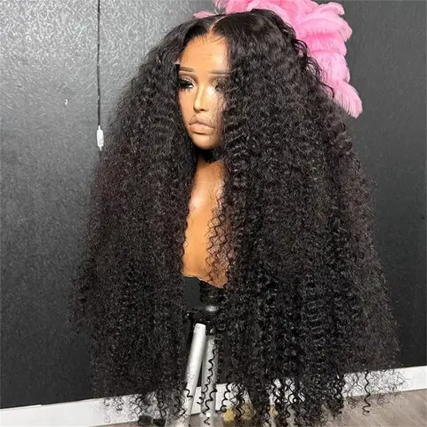Bling Hair 36inch Deep Wave Lace Front Wigs Kinky Curly Human Hair 13x4 13x6 HD Lace Frontal Wig for Women Natural Black 180% Density with Baby Hair TikTokShopHolidayHaul
