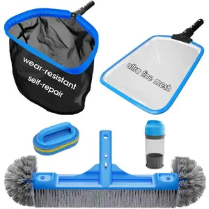 in  Pool Cleaning Kit - 18'' Repairable Pool Nylon Net & 18'' Detachable Round Brush & 11'' Fine Mesh Skimmer Net & Pool Chlorine Floater & Handy  for Water Line Cleaning