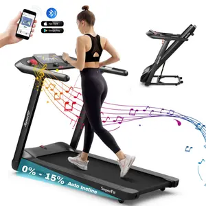 COSTWAY 0.6-10.8MPH Folding Treadmill w/15% Auto Incline & Voice Control, 4.75HP Electric Running Machine with Blue Tooth Speaker, 20 Preset Programs & LED Control Panel, Free Assembly Treadmill for Home Gym