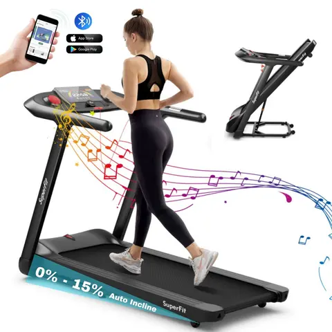 COSTWAY 0.6-10.8MPH Folding Treadmill w/15% Auto Incline & Voice Control, 4.75HP Electric Running Machine with Blue Tooth Speaker, 20 Preset Programs & LED Control Panel, Free Assembly Treadmill for Home Gym