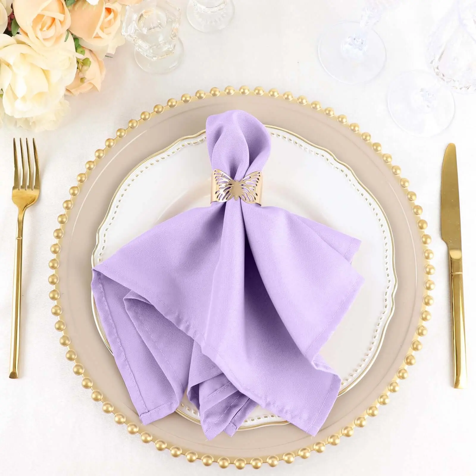 Premium Polyester Multipack Napkins, 5-Pack 17"x17" Lavender Lilac Cloth Napkins - Wrinkle Resistant, Easy-Care for Birthday Table Settings, Tableware, Machine Wash