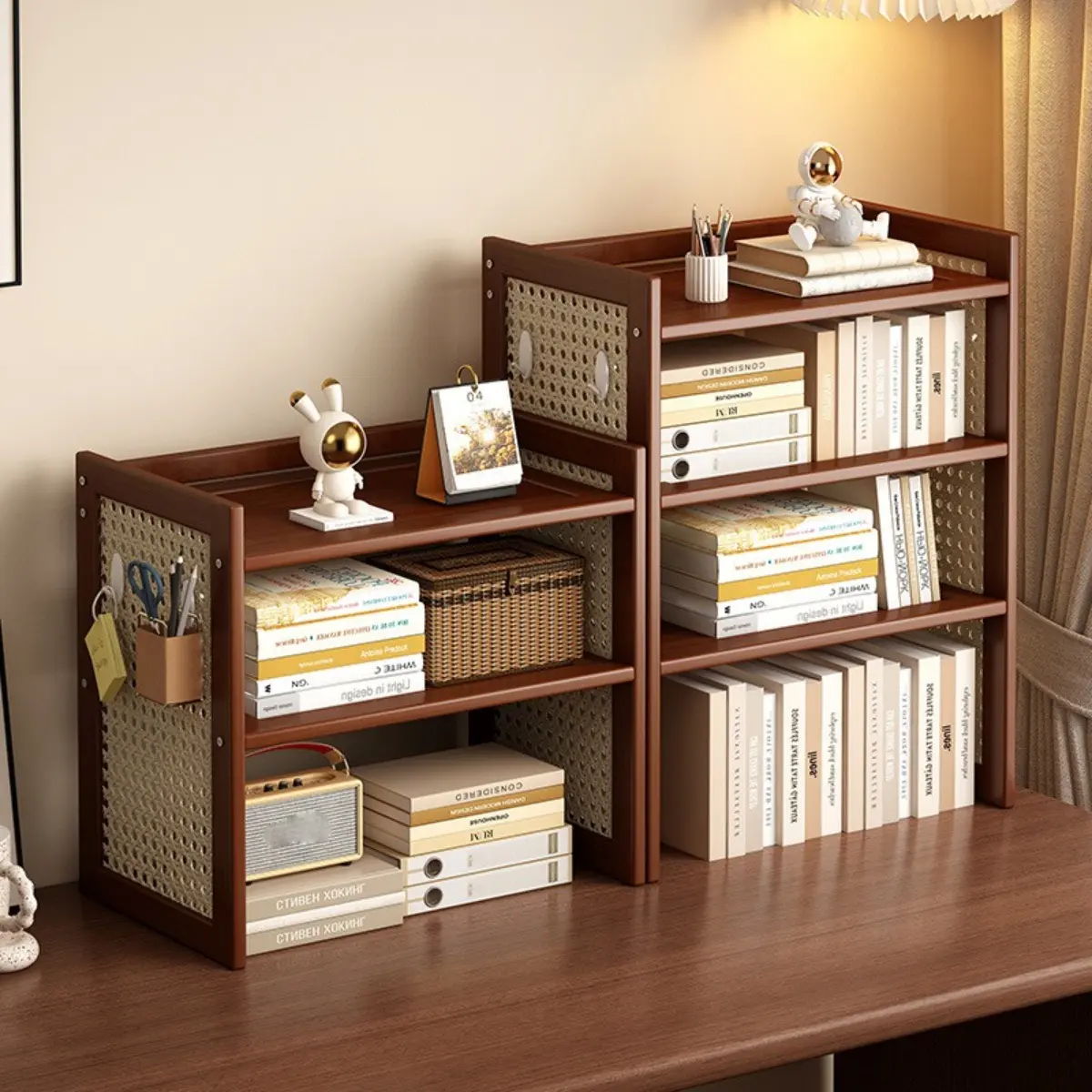 Multifunctional Bamboo Display Storage Rack, Beverage Storage Rack, Woven Style Tea Cup Holder, Coffee Mug Display Shelf, Small Item Organizer for Home, Durable Space Saving Stand