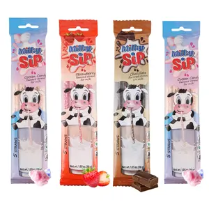Mild-Flavored Milk Straws – 4 Packs (5 Straws Each) Total 20 Straws in Subtle Chocolate (1 Pack), Strawberry (1 Pack) and Cotton Candy (2 Packs) Flavors