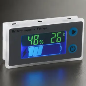 Programmable Battery Capacity Monitor LCD Percentage Indicator | 10-100V Voltage Thermometer for 12V 24V 36V 48V Lithium Batteries | Real-Time Battery Health Status & Remaining Charge Precision Meter