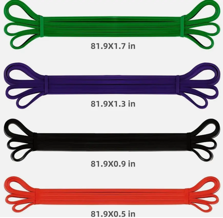 Durable Strong 4-Piece Heavy Duty Pull Up Assist Resistance Bands Set, Ultra Compact Elastic Workout Straps for Muscle Building, Portable Fitness Bands for Gym & Home Use