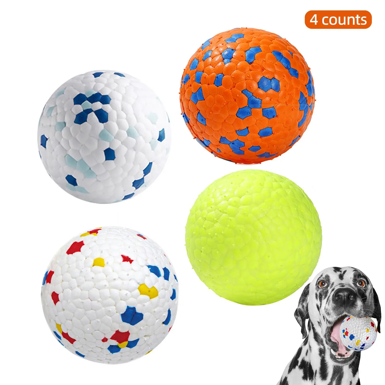 4 Pack Durable Interactive Dog Chew Balls for Aggressive Chewers and Puppies Tough Teething Toys to Keep Dogs Busy for Indoor or Outdoor Play