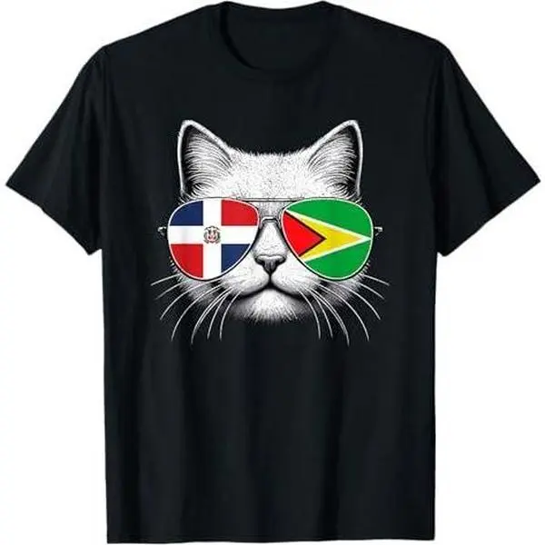 Dominican Guyanese Flag Funny Cat Guyana Dominican Republic T-Shirt