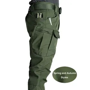 Men's durable outdoor training pants, men's multi-pocket work pants, men's solid color and printed pocket zipper waterproof tactical cargo pants without belt, regular fit sports pocket durable autumn pants. Casual Street Trousers