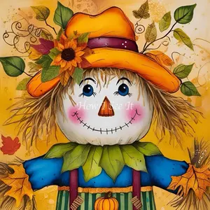 Scarecrow Decorative Wreath Sign. Aluminium 10x10 Inches Heat Pressed for Durability and Longevity Ideal for Home Decor