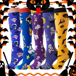【Festival Gift】Fixit Haven Halloween Christmas Compression Socks for Men Women 5 Pairs 6 Pairs Best Support for Nurses Running Hiking Rehabilitation Festive Designs