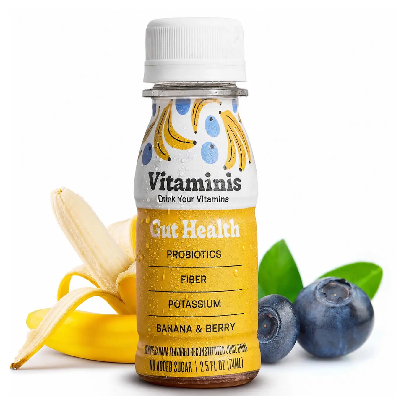 Vitaminis Gut Health Juice Shot | Blueberry Banana | Probiotics & Fiber | No Added Sugar | 2.5 fl oz