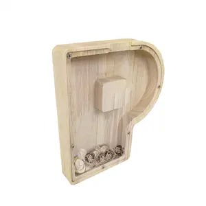 FixtureDisplays®  First Name Initial Personalized 7" Tall Wooden Kids Letter Piggy Bank Custom Name Coin Bank, Wood Alphabet Letter Bank Money Box Birthday Home Decoration - Letter "P" 15553-P-NF