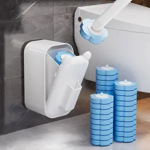 Wall Mounted Toilet Brush Set, 1 Set Toilet Brush with 24pcs Disposable Replacement Brush Head & Holder, Bathroom Cleaning Tool, Toilet Plunger Kit, Toilet Cleaning System, Toilet Wand, Bathroom Brush Cleaner