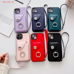 Wallet Leather Case For iPhone 17 16 15 14 Plus 13 12 Mini Card Holder Cover Ring Holder Strap Coque