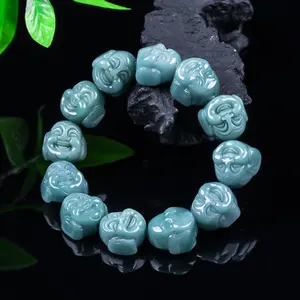 A.Lake Water Glossy Finish — Smiling Buddha 3D Carving — Chinese-Style Zen Design