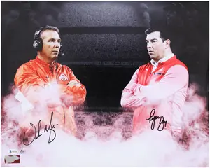 Ryan Day & Urban Meyer Ohio State Buckeyes Autographed 16" x 20" Photograph - Fanatics Authentic Certified