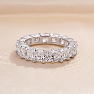 Effinny Unique Cushion & Radiant Cut Women's Wedding Ring,5A Cubic Zirconia Stackable Ring for Women In Sterling Silver Outdoorfun