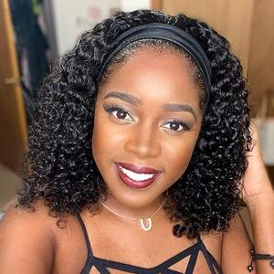 Bling Hair Headband Wig Deep Wave Human Hair Headband Wig Curly hair Glueless Human Hair Wigs Machine Made No Lace deep Curly Headband Wig Natural color #TikTokShopBlackFriday