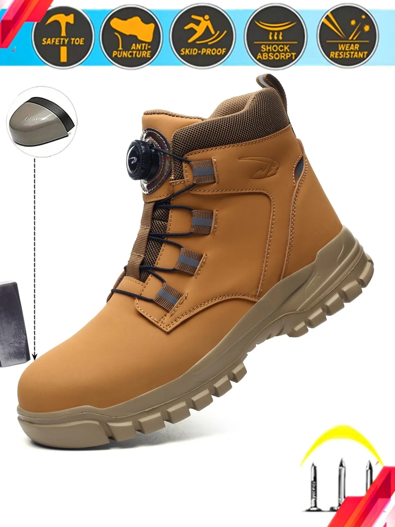 Men Women Safety Shoes Steel Toe Trainers Waterproof Leather Upper Steel Toe Kevlar Anti-Puncture Wear Resistant Rubber Sole Sizes 37-48