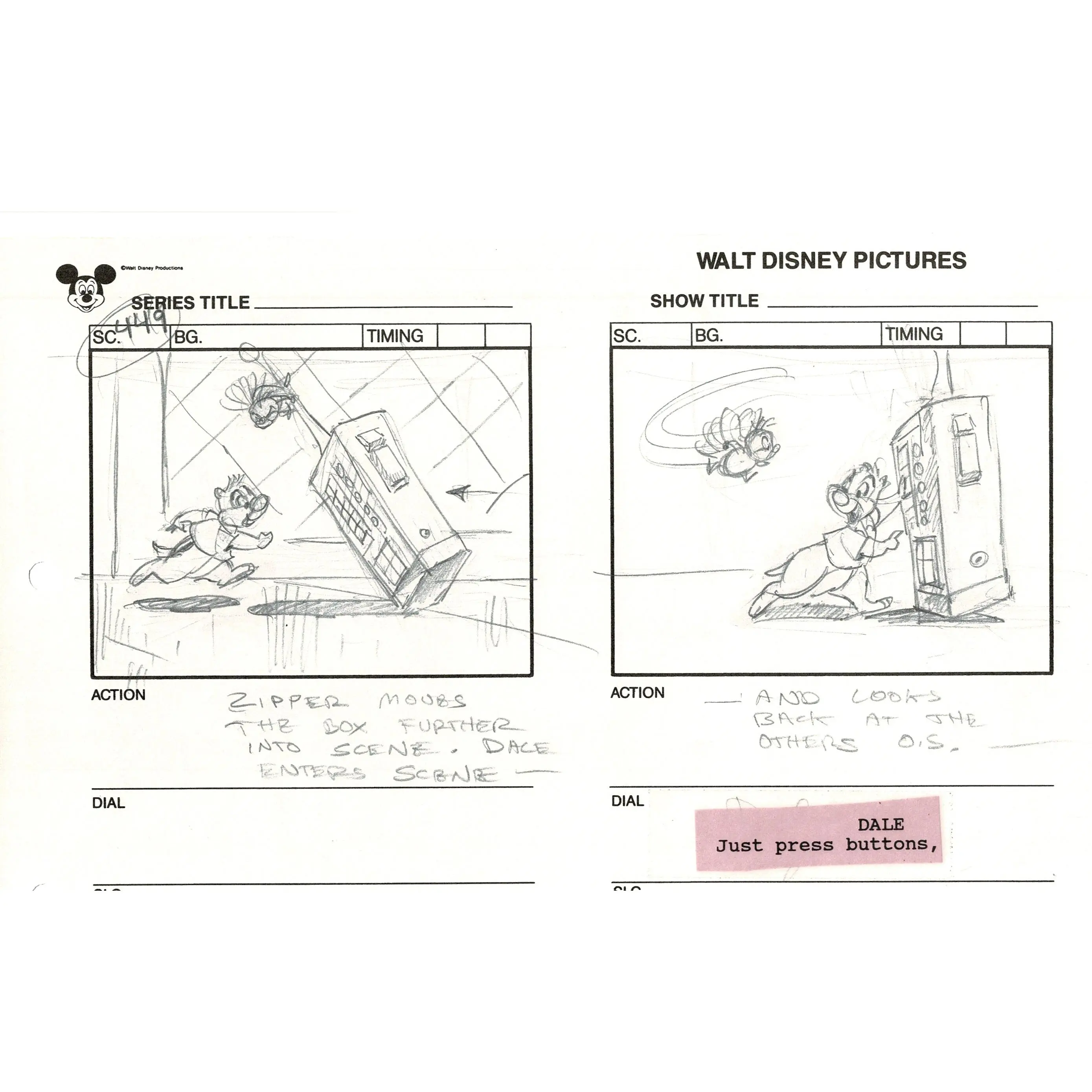 Chip n Dale Rescue Rangers Original Production Animation Storyboard Walt Disney FIRST EPISODE 1988 A104