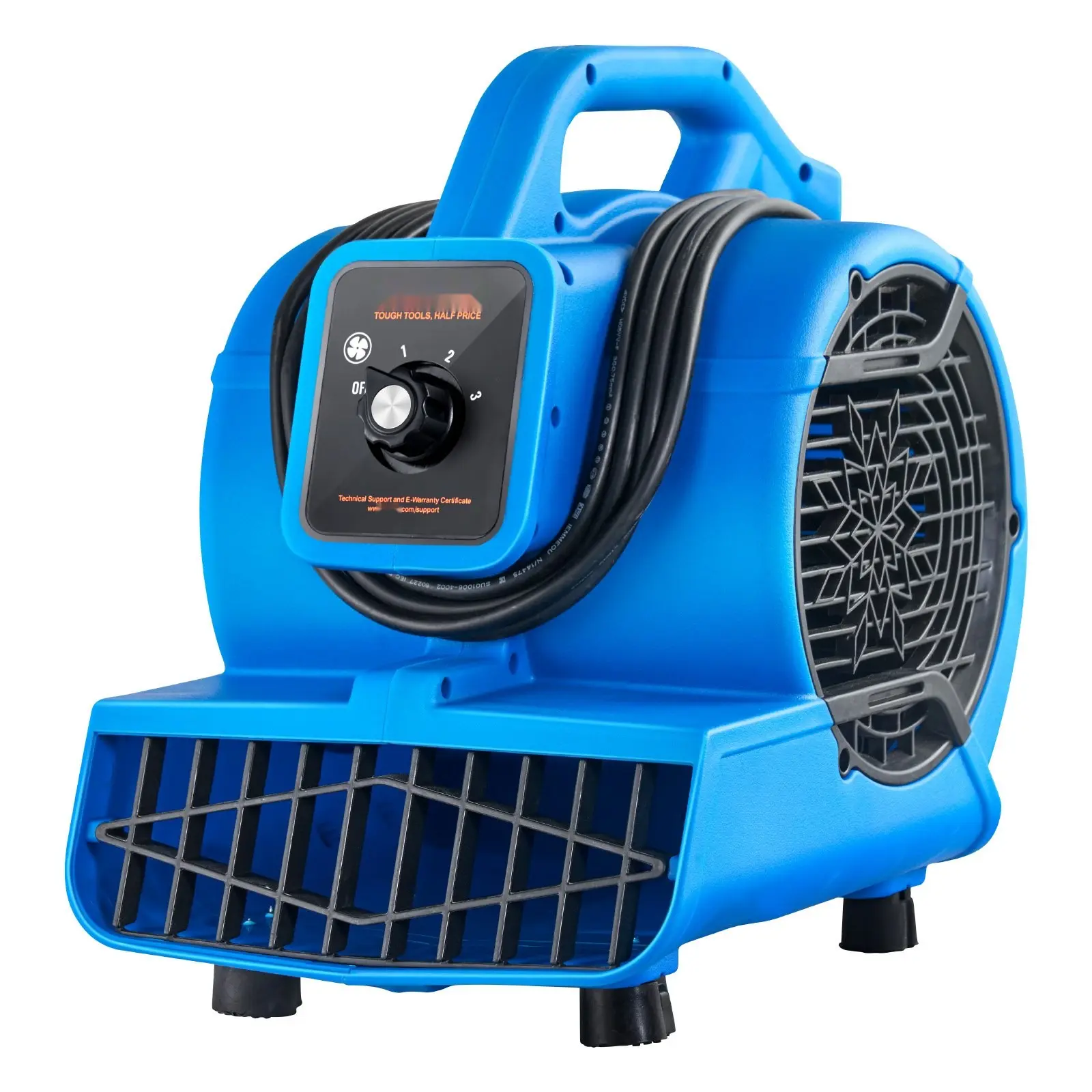 Floor Blower 1360 RPM, 600 CFM Air Mover With Four Adjustable Blowing Angles And Three Speed Settings, Portable High-Velocity Ventilation Fan For Drying Floors, Basements And Workshops, Ideal For Construction Sites