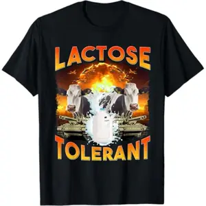 Lactose Tolerant Humorous Trendy Tee Small Black Shirt