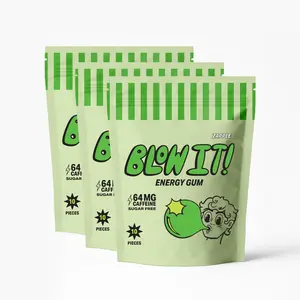 Blow It Gum - Zapple 3pack 64mg Caffeine Sugar-Free Mint Flavor 10 Pieces Each Pack Clean Oral Health Support