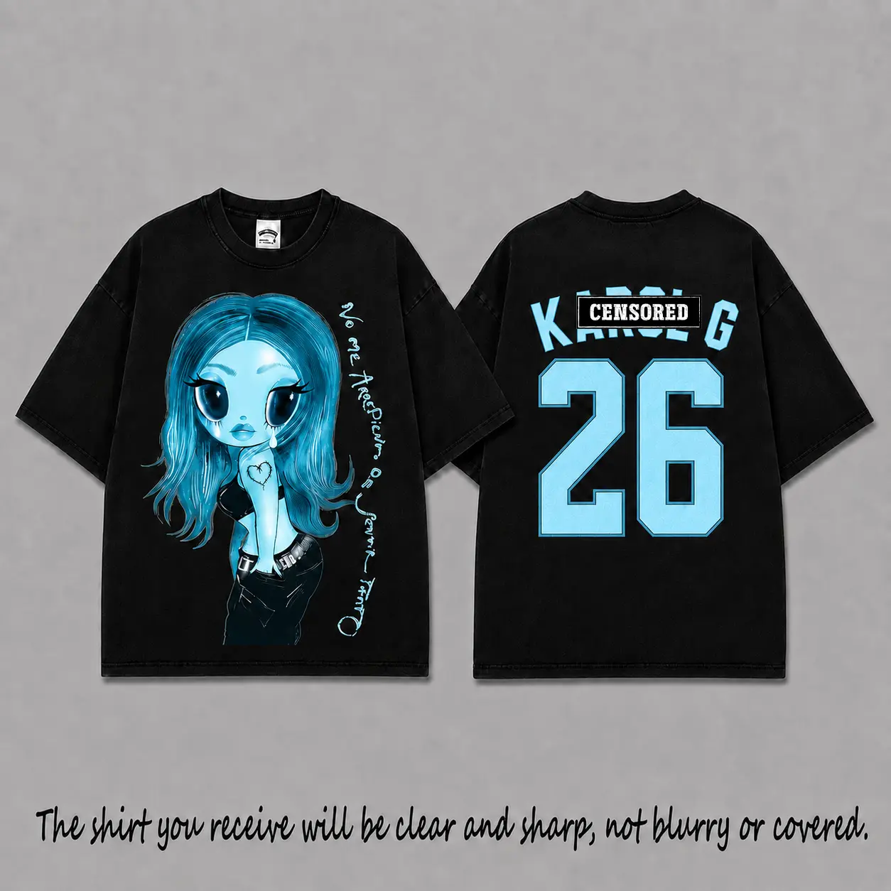 Ver 10 Karol No Me Arrepiento De Sentir Tanto Unisex Oversized Premium Cotton T-Shirt, La Bichota Vintage Music Merch T-Shirt, Music Latin Style, New Album Gift For Fans