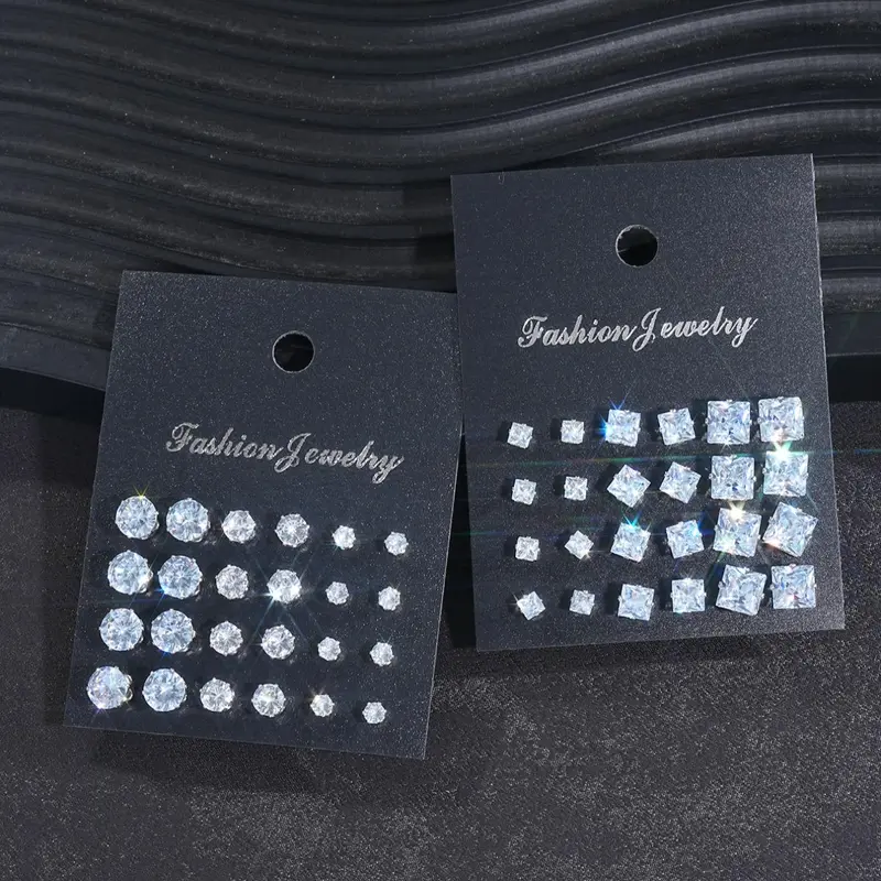 Rhinestone Decorated Stud Earrings, Casual Jewelry for Party Daily Wear, Earrings Set, Stud Earring Pack, Ideal Birthday Gift