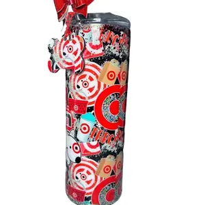Target Tumbler 20oz - Featuring Iconic Logo and Character Design in Red and Black Pattern