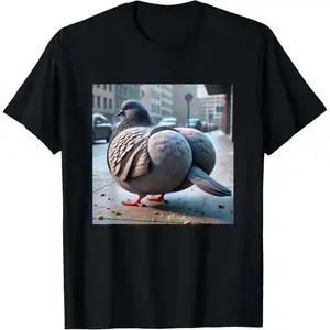 Sanlan funny brainrot pigeon with level gen z meme pigeon T-Shirt Casual Crewneck
