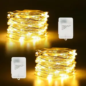 4/6 Pack Christmas Fairy Lights Battery Operated 6.6Ft 20 LEDs Silver Copper Wire Twinkle Lights with 2 Lighting Modes for Indoor Outdoor Wedding Holiday Yard Decorations (Warm White)