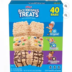 Rice Krispies Treats Variety Pack 40 Count - Includes 15 Original, 10 Rainbow & 15 Chocolate Drizzle Bars
