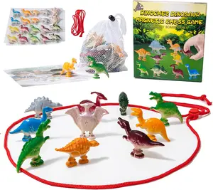 Dinosaur Magnetic Strategy Game, 20Pcs Dinosaur Toys Magnet Game With String & Portable Storage Bag, Viral Game Chess Set, Magnet Chess Game Strategy Board Games for Adults Family Games Night
