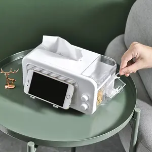 Creative Phone Stand Napkin Holder, Home Paper Tissue Box, Bedroom Living Room Storage, Desktop Organizer with Shelf, Remote Control Holder, Tissue Dispenser