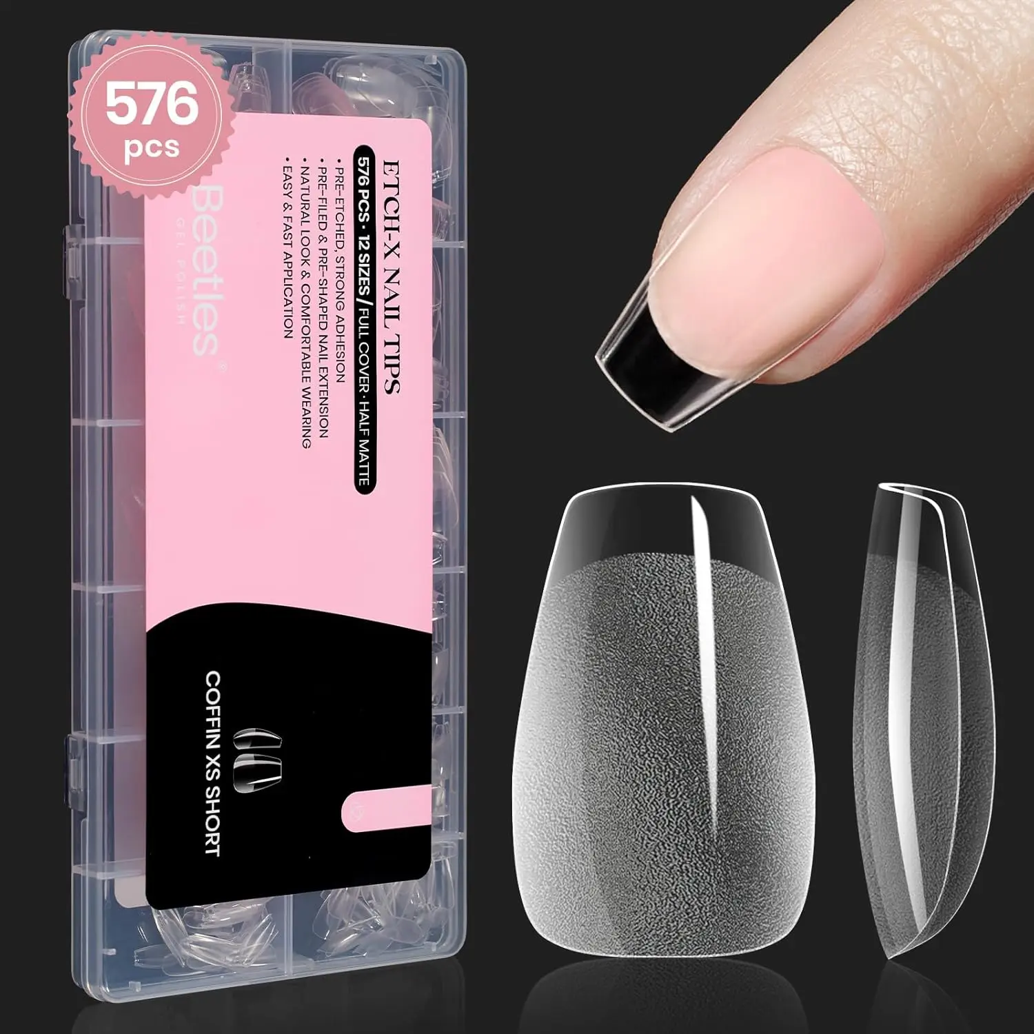 Extra Short Coffin 576pcs (Etch X Nail Tips )