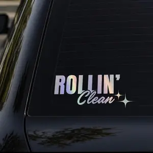 Rollin' Clean Car Decal - Multi-Color Sticker for Car Windshields 6 inch