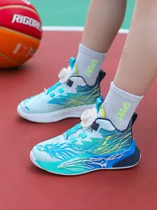 Boys' Mid-Top Athletic Basketball Shoes, PU Leather Upper, Fabric Lining, Eva Sole, Round Toe Design, Suitable for All Seasons