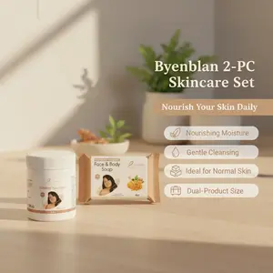 BYENBLAN 2-Piece Daily Facial Skincare Tumeric Set - 10g face cream and soap Nourishing Moisturizer and Cleansing